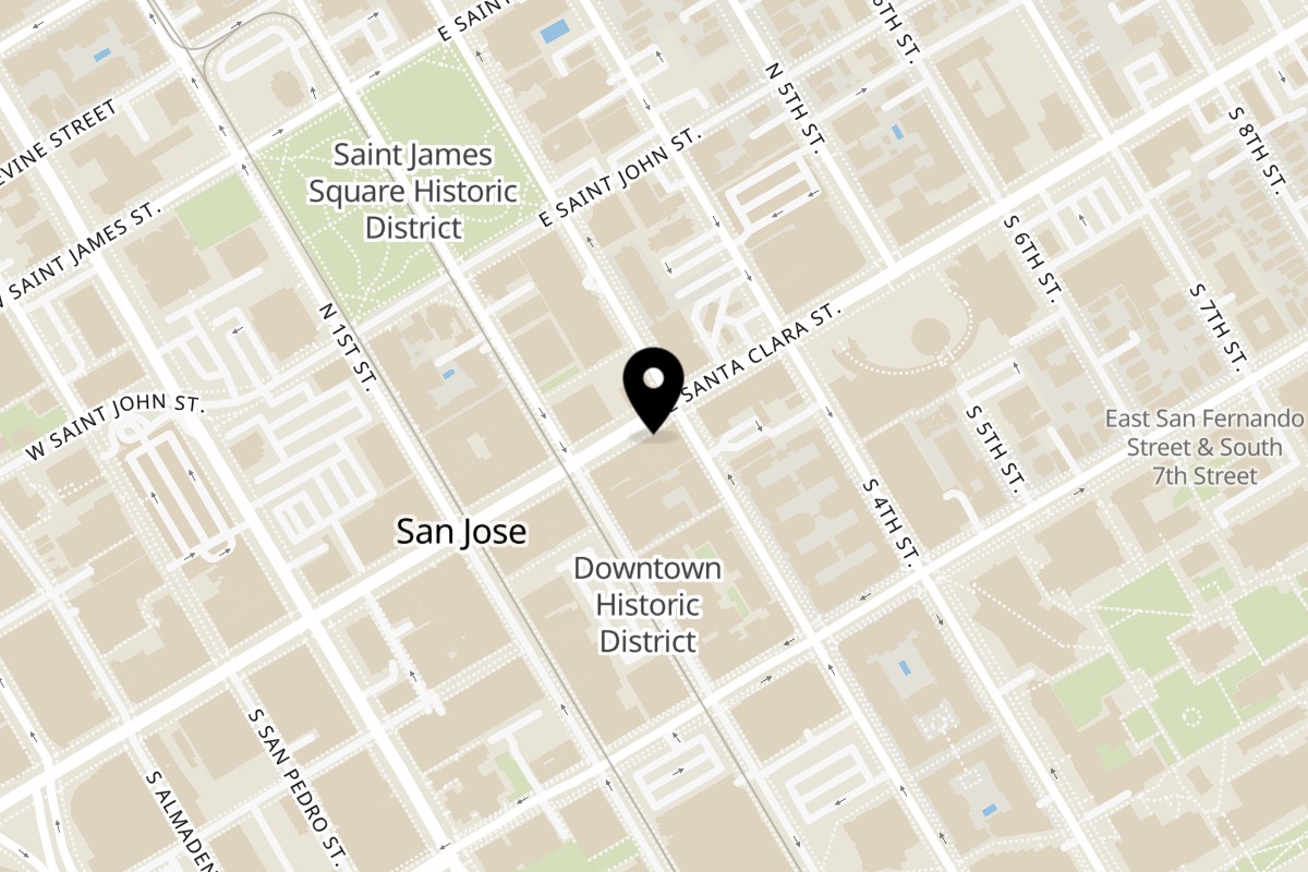 Map showing the location of Nippon Curry Nippon Curry San Jose on 82 E Santa Clara St in San Jose